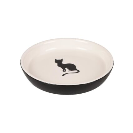 CASTRON DIN CERAMICA PENTRU PISICI FLAMINGO NALA ALB-NEGRU 15CMx180ML