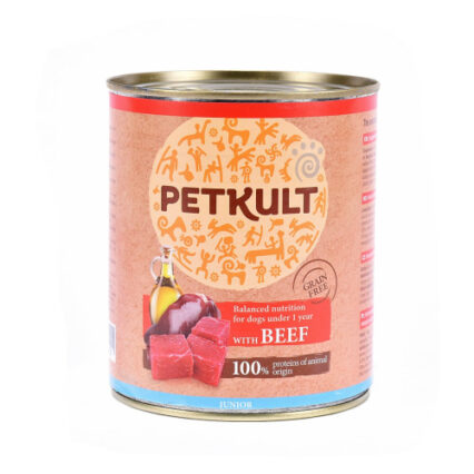 Hrana umeda pentru caini Petkult Junior cu vita 800 g