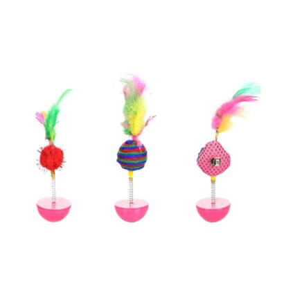 JUCARIE PENTRU PISICI FLAMINGO POEKY CU FULG CULORI MULTIPLE 16x3,7 CM