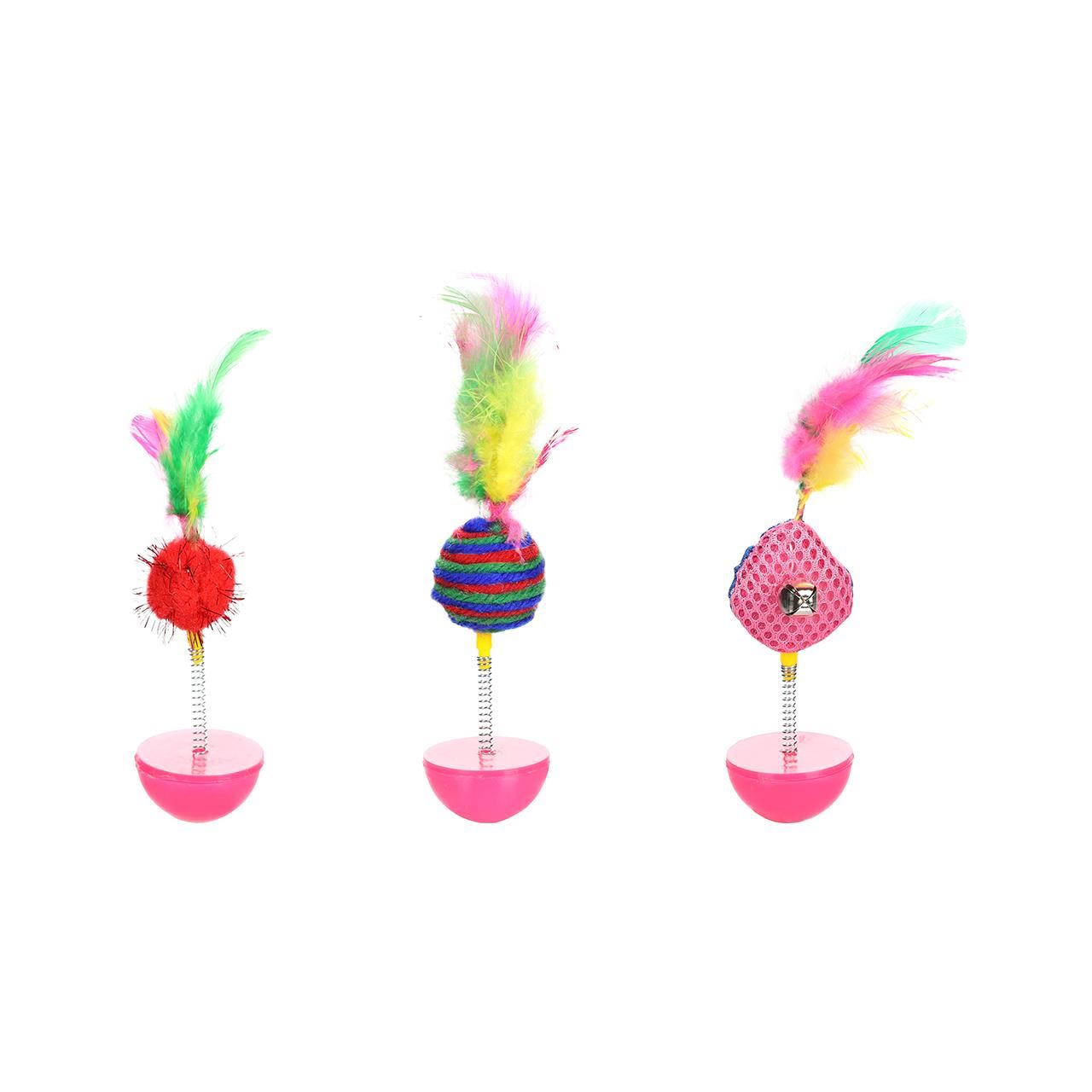 JUCARIE PENTRU PISICI FLAMINGO POEKY CU FULG CULORI MULTIPLE 16x3,7 CM