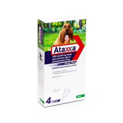 ANTIPARAZITAR EXTERN PENTRU CAINI ATAXXA 400 (PESTE 25 KG)*4 PIPx4,0 ML
