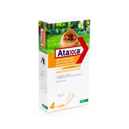 ANTIPARAZITAR EXTERN PENTRU CAINI ATAXXA 40 (PANA LA 4 KG)*4 PIPx0,4 ML