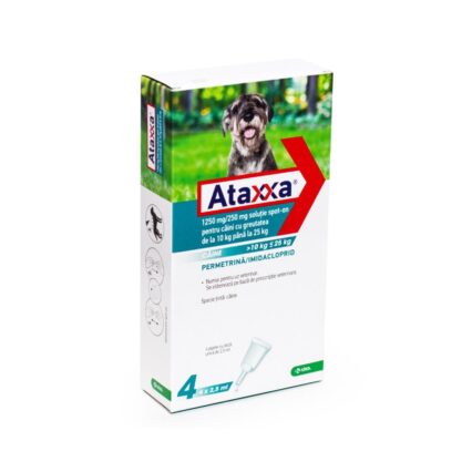 ANTIPARAZITAR EXTERN PENTRU CAINI ATAXXA 250 (10-25 KG)*4 PIPx2,5 ML