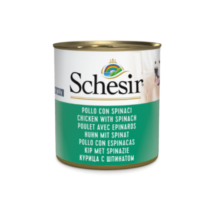 Hrana umeda pentru caini Schesir cu pui si spanac 285 g