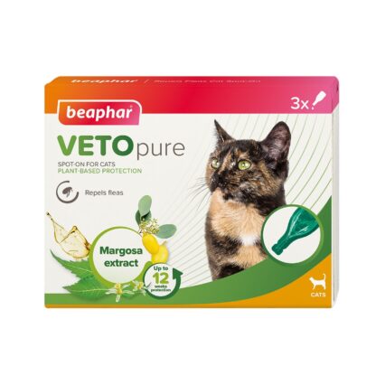 BEAPHAR VETO PURE SPOT-ON REPELS FLEAS PIPETE ANTIPARAZITARE PENTRU PISICI (3PIP/CUT) / 17812