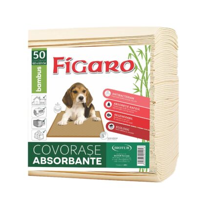 COVOR ABSORBANT PENTRU CAINI FIGARO BAMBUS 60x60CM (50BUC/BAX)