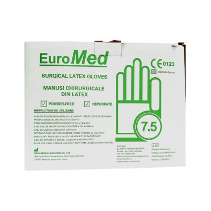 MANUSI CHIRURGICALE NEPUDRATE ALBE (50 BUC/BAX) MARIME 7,5