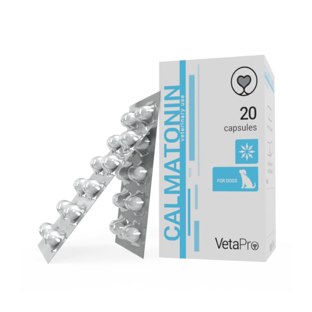 VETAPRO CALMATONIN 20CAPS/CUT AMELIORAREA ANXIETATII LA CAINI