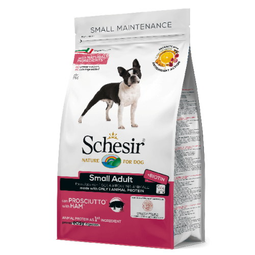 Hrana uscata pentru caini Schesir Small Adult Monoprotein cu sunca 800 g