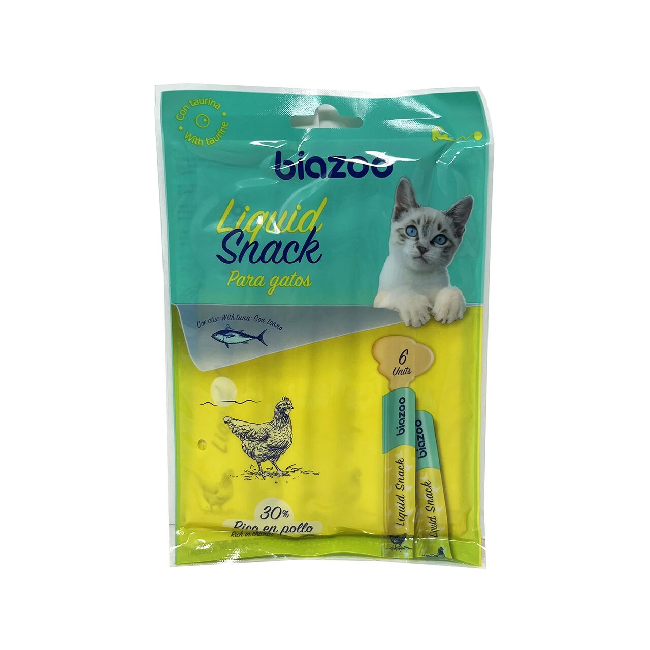 BIOZOO RECOMPENSE PENTRU PISICI SNACK LICHID CU PUI SI TON 6BUC 90G
