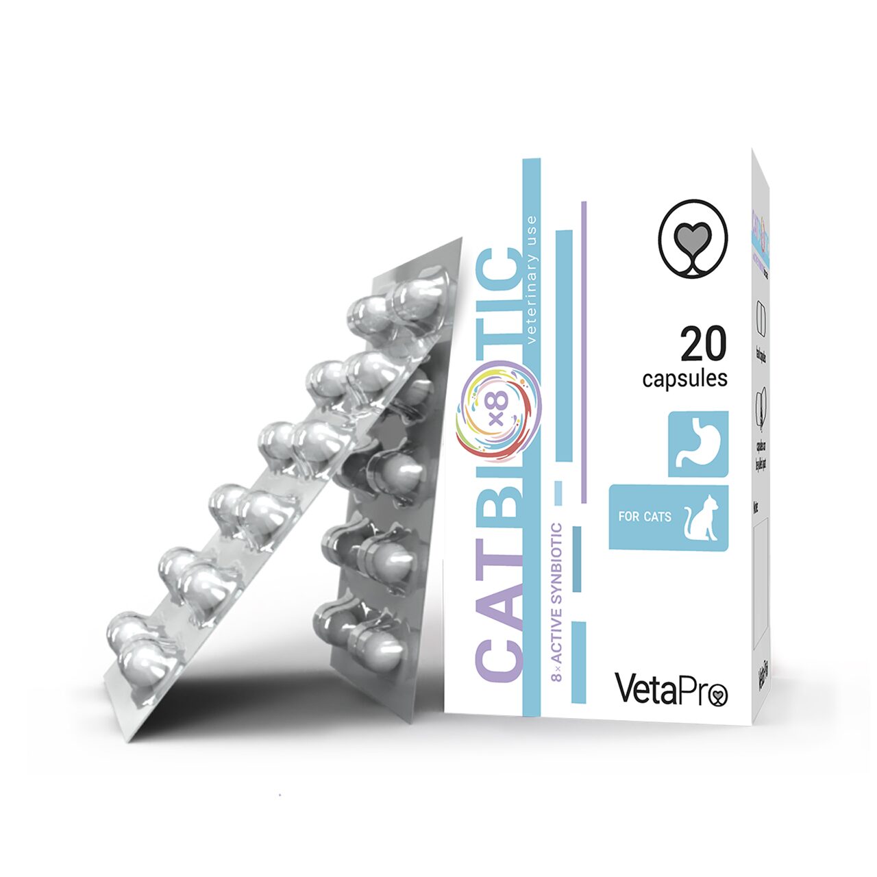 VETAPRO CATBIOTIC 20CAPS/CUT SUPORT DIGESTIV PISICI