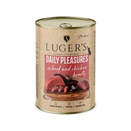 LUGER'S HRANA UMEDA CONSERVA PISICI STERILIZATE CU VITA & INIMI DE PUI 400G