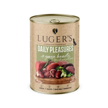 LUGER'S HRANA UMEDA CONSERVA CAINI CU INIMI DE GASCA & BROCCOLI 400G