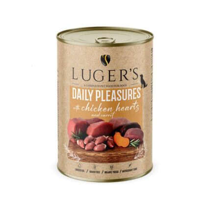 LUGER'S HRANA UMEDA CONSERVA CAINI CU INIMI DE PUI & MORCOV 400G
