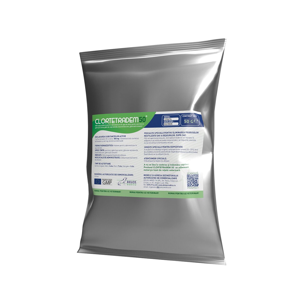 CLORTETRADEM 50% ANTIINFECTIOS PULBERE ORALA PASARI SI PORCI 50G