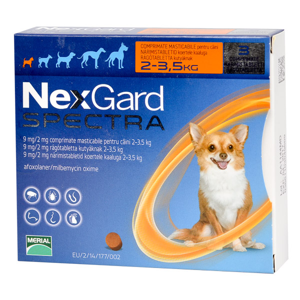 Nexgard Spectra Dog XS (2-3.5kg) 9,37 mg/1,875 mg x 3 tablete