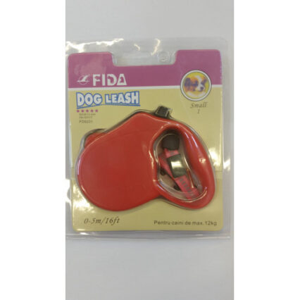 Lesa retractabila rosie pentru caini Fida 5 m