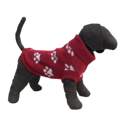 Pulover rosu tricotat pentru caini Vesto 20 cm