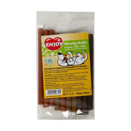 Recompense pentru caini Enjoy Meaty Rolls cu pui vita si miel 90 g