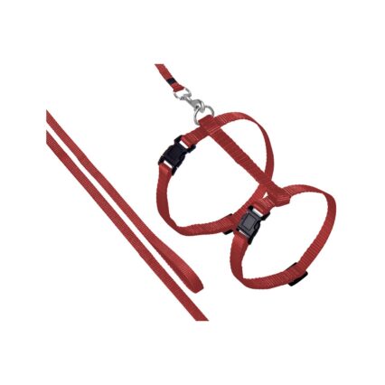 SET HAM+LESA PENTRU PISICI FLAMINGO CULOARE ROSU 110CM/1CM