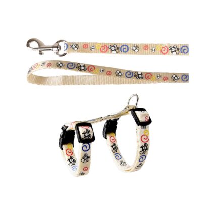 SET HAM+LESA PENTRU PISICI FLAMINGO CULOARE ALBA 116CM/1CM