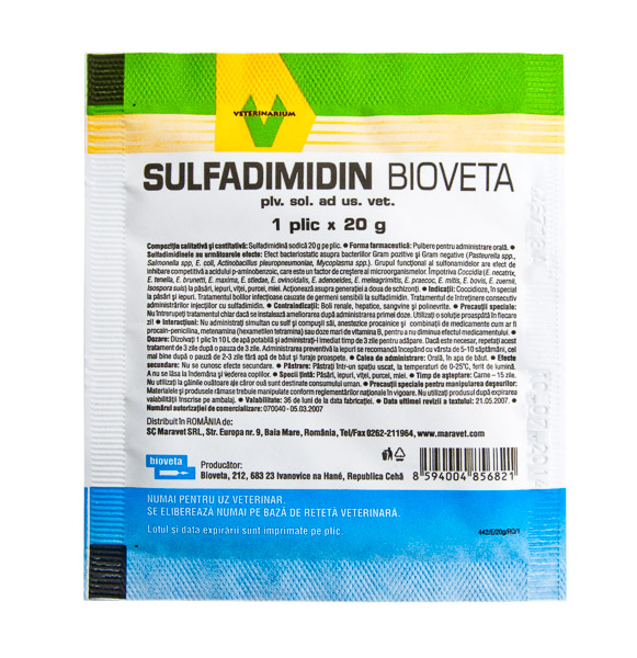 Sulfadimidin Bioveta 20 gr