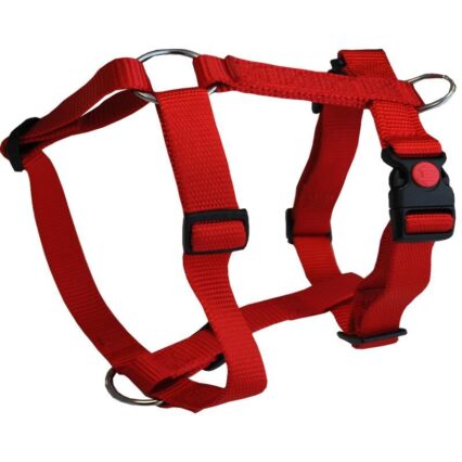 HAM PENTRU CAINI 3X AJUSTABIL NYLON ROSU CLICK 15MM*30-50CM