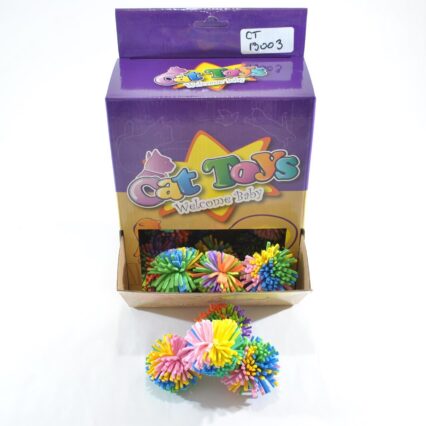 JUCARIE PENTRU CAINI  SET 36 MINGII PAMPON 5CM DISPLAY