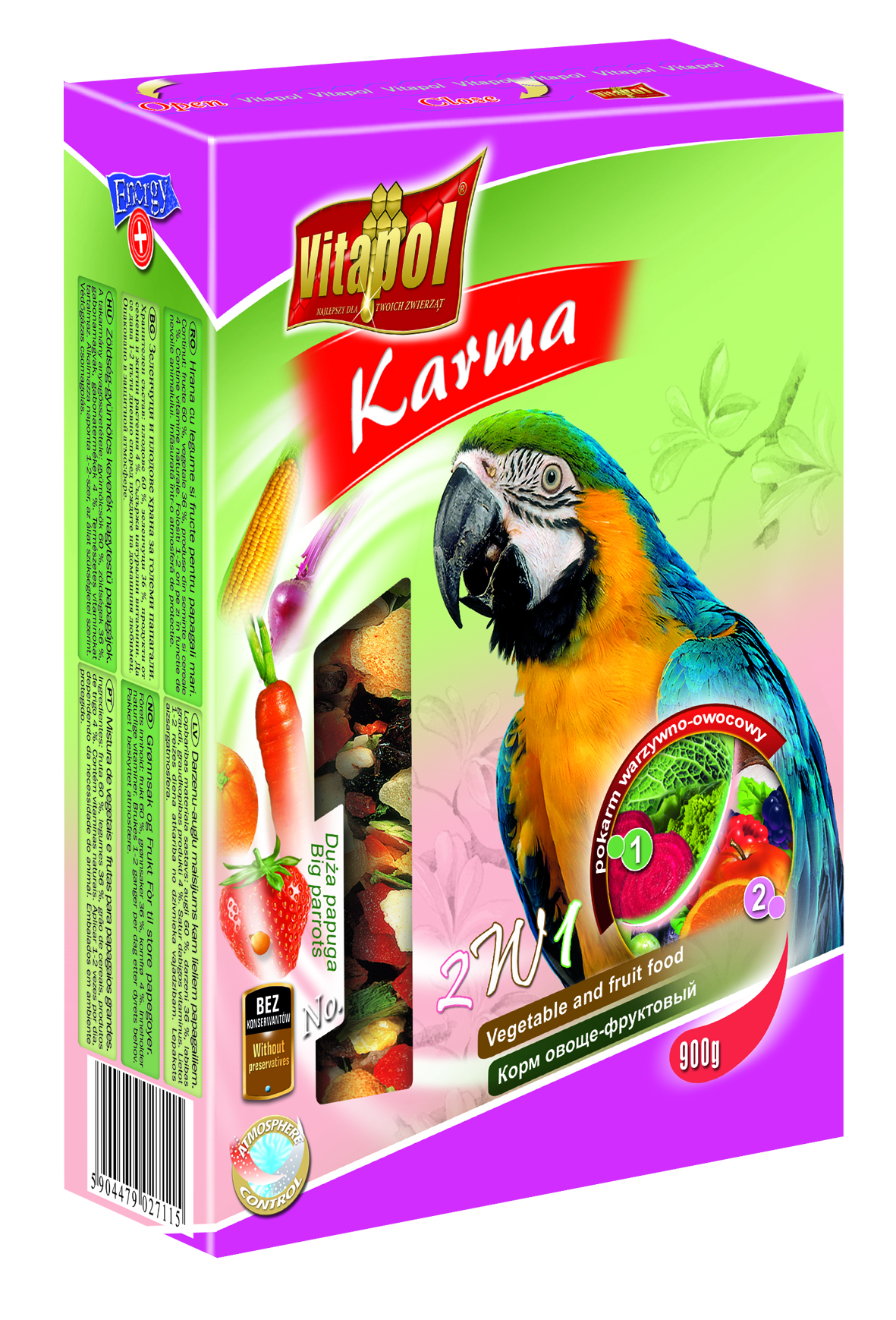 Fructe si legume pentru papagali mari 900 g