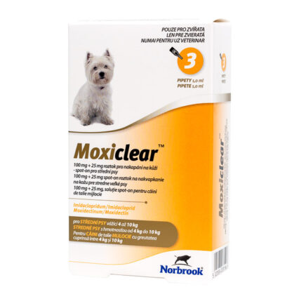 Moxiclear Dog M 1.0 ml (4-10 kg) x 3 pipete (galben)
