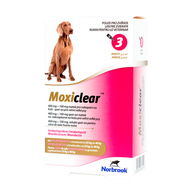 Moxiclear Dog XL 4 ml(25-40) x 3 pipete (rosu)