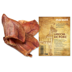 Recompensa pentru caini, urechi de porc, set 2 bucati