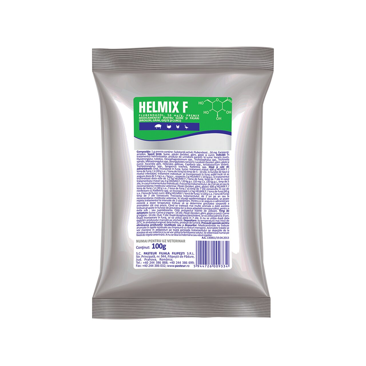 PREMIX PENTRU PASARI SI SUINE HELMIX F 100G