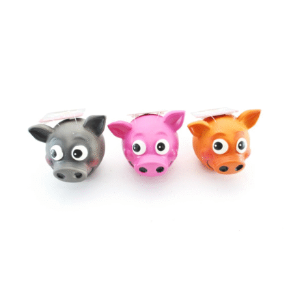 JUCARIE PENTRU CAINI  PAPILLON LATEX PIG SMILEY MIX COLOURS, IN DISPLAY, 8CM-15 BUC/SET/ 140013