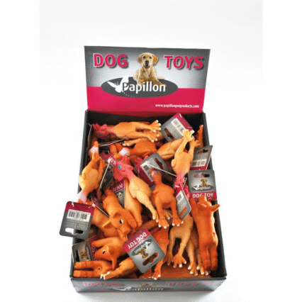 JUCARIE PENTRU CAINI  PAPILLON LATEX MINI PUI, RATA, PORC, IN DISPLAY, 14 CM-48 BUC/SET/ 140017