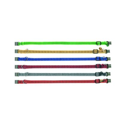 ZGARDA PENTRU PISICI FLAMINGO MULTICOLORA REFLECTORIZANTA CU CLOPOTEL 25-35CMx10MM