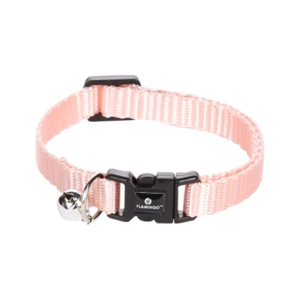 ZGARDA PENTRU PISICI FLAMINGO ZIGGI LIGHT PINK CU CLOPOTEL 30CM