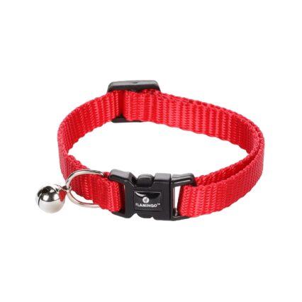 ZGARDA PENTRU PISICI FLAMINGO ZIGGI RED CU CLOPOTEL 20-35CM
