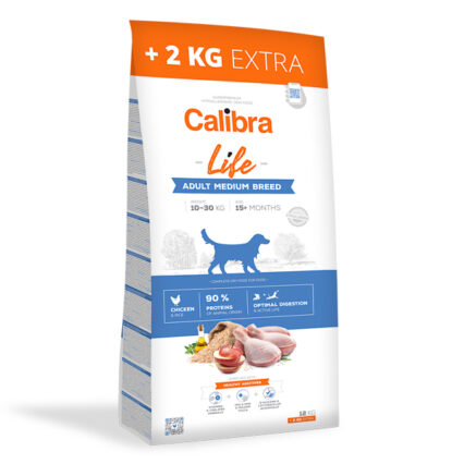 Calibra Dog Life Adult Medium Breed Chicken 12+2 kg