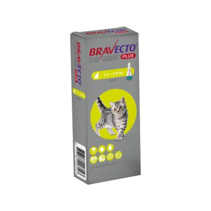 BRAVECTO PLUS SPOT-ON ANTIPARAZITAR INTERN SI EXTERN PISICA 112.5MG/5.6MG (1.2-2.8KG)