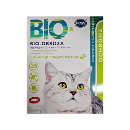 PESS BIO ZGARDA ANITIPARAZITARA CU ULEI DE GERANIUM SI CEDRU PENTRU PISICI 35CM