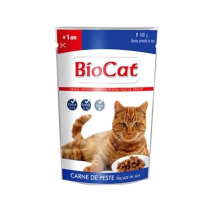 HRANA UMEDA PENTRU PISICI BIOCAT PLIC PESTE IN SOS 100G