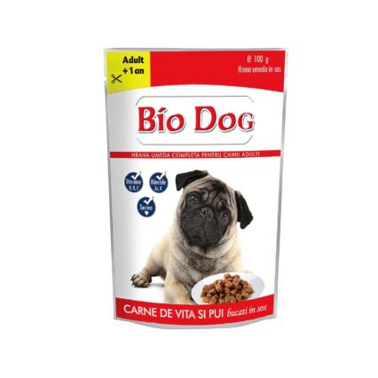 HRANA UMEDA PENTRU CAINI BIODOG PLIC PUI SI VITA IN SOS 100G