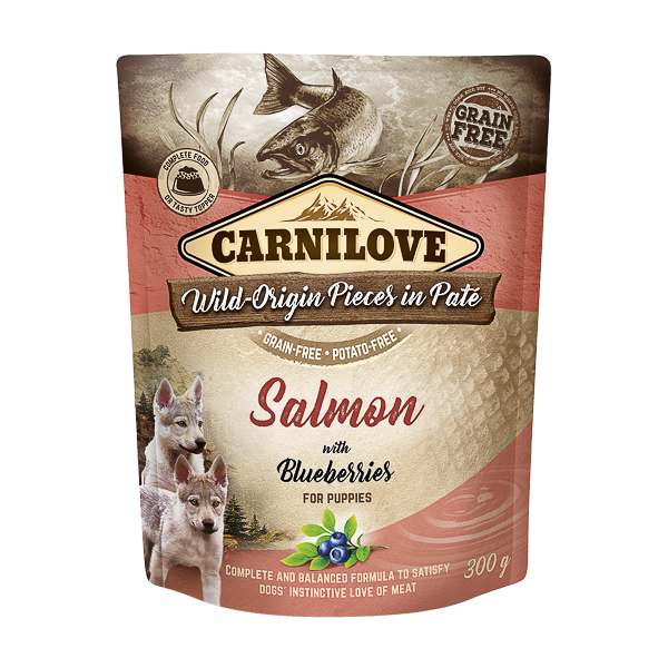 Carnilove Dog Pouch Paté Salmon with Blueberries for Puppies 300 g