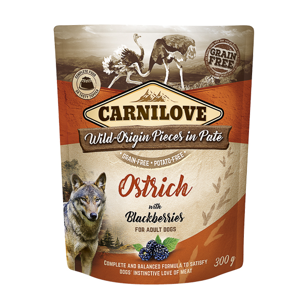 Carnilove Dog Pouch Paté Ostrich with Blackberries 300 g