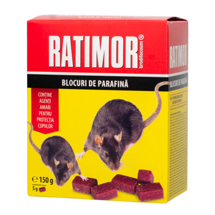 Ratimor Bromadiolone Wax Block 5g/150g (29ppm) – roșu