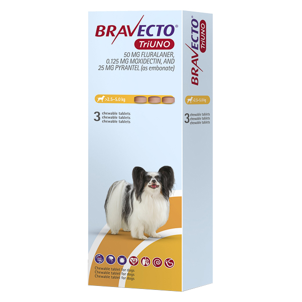 Bravecto TriUno 50 mg (2,5-5 kg) 3 tbl