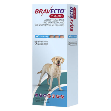 Bravecto TriUno 400 mg (20-40 kg) 3 tbl