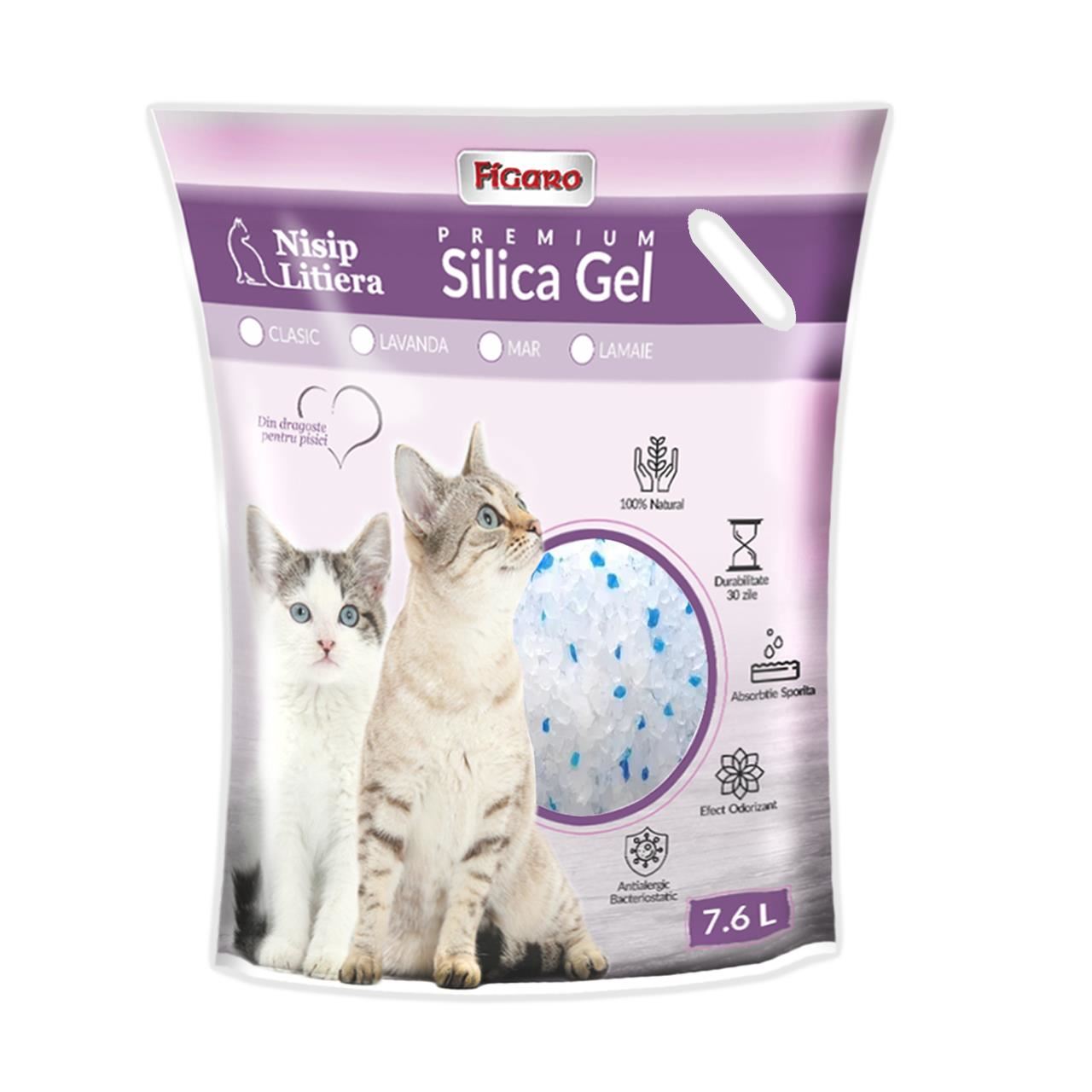 ASTERNUT PENTRU LITIERA PISICI NISIP SILICA-GEL FIGARO PREMIUM 7.6L-CLASIC