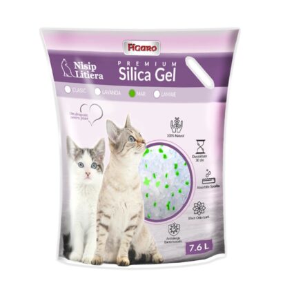 ASTERNUT PENTRU LITIERA PISICI NISIP SILICA-GEL FIGARO PREMIUM 7.6L-MAR
